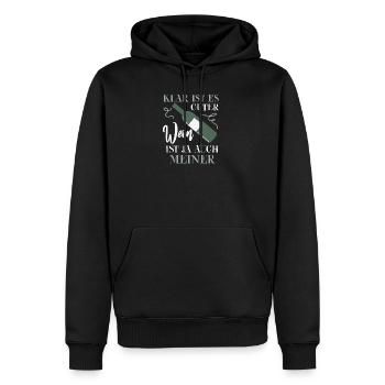 Klar ist es guter Wein, ist ja auch meiner - Männer Premium Bio Hoodie - Schwarz - Vorne - Nico (187cm)