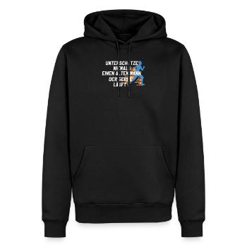 Unterschätze niemals einen alten Mann der läuft - Männer Premium Bio Hoodie - Schwarz - Vorne - Nico (187cm)
