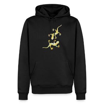 Goldener Gecko - Männer Premium Bio Hoodie - Schwarz - Vorne - Nico (187cm)