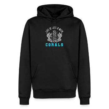 La vie est meilleure avec les coraux - Sweat à capuche Premium bio Homme - noir - Devant - Nico (187cm)