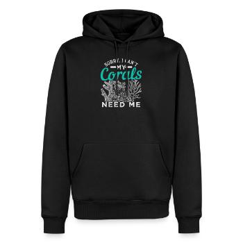 Désolé, je ne peux pas. Mes coraux ont besoin de moi. - Sweat à capuche Premium bio Homme - noir - Devant - Nico (187cm)