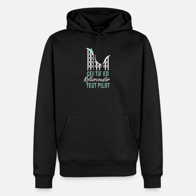 Certified Rollercoaster Test Pilot - Männer Premium Bio Hoodie - Schwarz