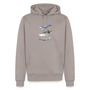 Watercolor Whales - Männer Premium Bio Hoodie - Taupe - Vorne - Nico (187cm)