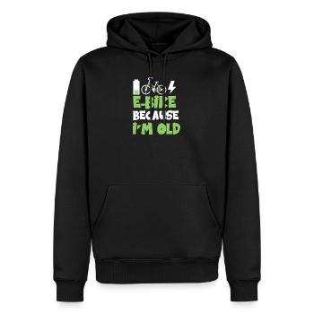 e-Bike Rente - Männer Premium Bio Hoodie - Schwarz - Vorne - Nico (187cm)