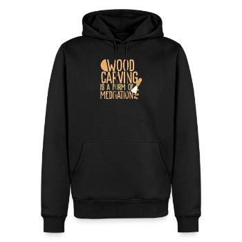 Holz schnitzen Meditieren - Männer Premium Bio Hoodie - Schwarz - Vorne - Nico (187cm)