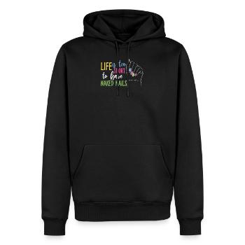 Ongles en gel designer - Sweat à capuche Premium bio Homme - noir - Devant - Nico (187cm)