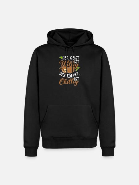 Faultier Chillig - Männer Premium Bio Hoodie - Schwarz