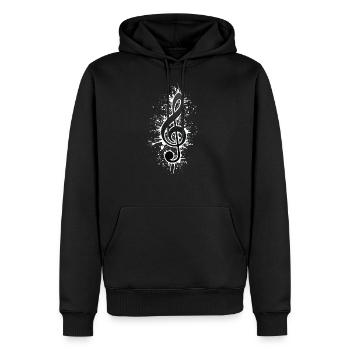 Notenschlüssel Farbspritzer Musiker Geschenkidee - Männer Premium Bio Hoodie - Schwarz - Vorne - Nico (187cm)