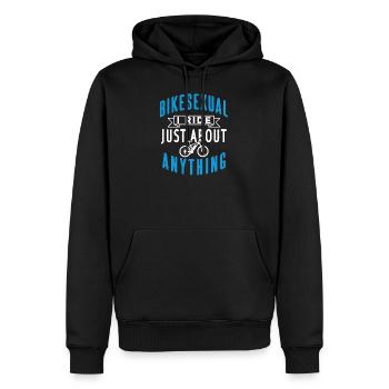 Fahrrad Bikesexual - Männer Premium Bio Hoodie - Schwarz - Vorne - Nico (187cm)
