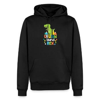 Cousin Cousin Saurus Rex Cousinsaurus - Men’s Premium Organic Hoodie - black - Front - Nico (187cm)