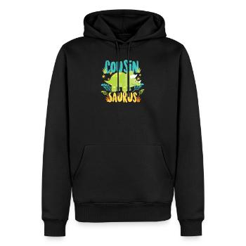 Cadeau de cousin cousin dinosaure dinosaure - Sweat à capuche Premium bio Homme - noir - Devant - Nico (187cm)