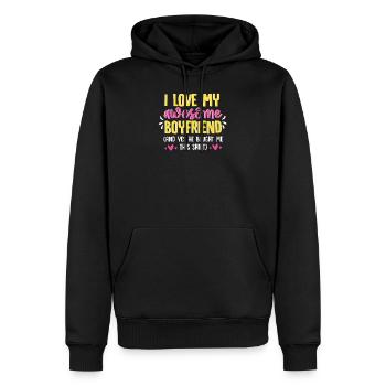 Cadeau pour petite amie - Sweat à capuche Premium bio Homme - noir - Devant - Nico (187cm)