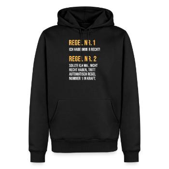 Regel Nr. 1 Ich habe immer recht Funny Lustig Chef - Männer Premium Bio Hoodie - Schwarz - Vorne - Nico (187cm)