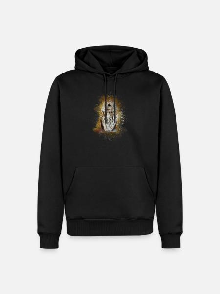 Uil met Grote Ogen - Mannen Premium Bio hoodie - zwart