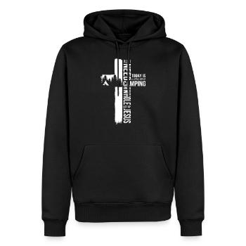 Camping Bible Versets Psaumes Croix Tentes Feu de camp - Sweat à capuche Premium bio Homme - noir - Devant - Nico (187cm)