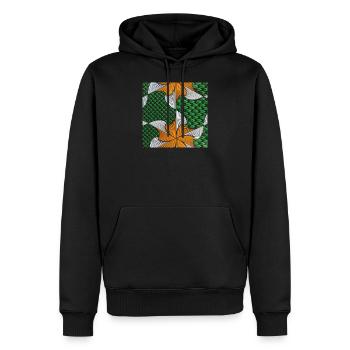 tissu wax kyoga vert - Sweat à capuche Premium bio Homme - noir - Devant - Nico (187cm)