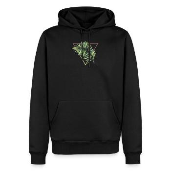 tropisches Eukalyptus-Palmenblatt-Aquarell - Männer Premium Bio Hoodie - Schwarz - Vorne - Nico (187cm)