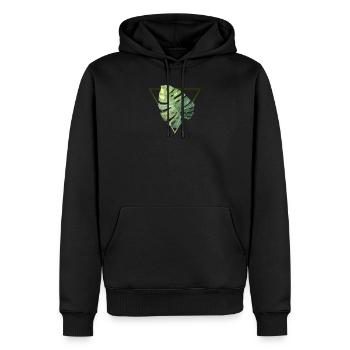 tropical monstera leaf modern triangle pattern - Men’s Premium Organic Hoodie - black - Front - Nico (187cm)