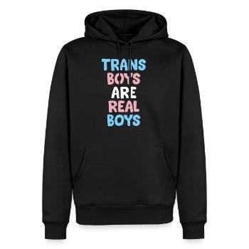 Trans-Jungs sind echte Jungs - Männer Premium Bio Hoodie - Schwarz - Vorne - Nico (187cm)