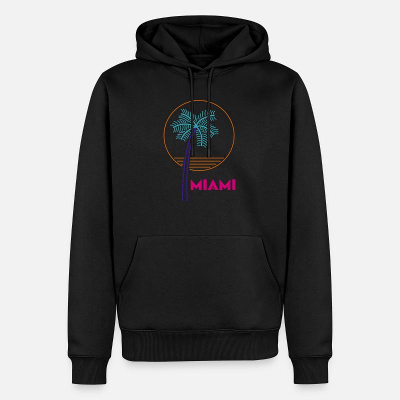 Palme Neon Miami Geschenkidee - Männer Premium Bio Hoodie - Schwarz