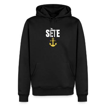 Sète Anker Grafik Sète Souvenir - Männer Premium Bio Hoodie - Schwarz - Vorne - Nico (187cm)
