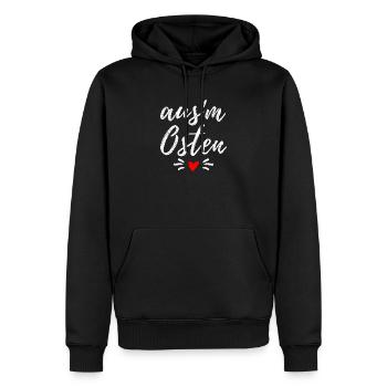 Osten - Ossi - Ost Deutschland - Mauerfall - Männer Premium Bio Hoodie - Schwarz - Vorne - Nico (187cm)