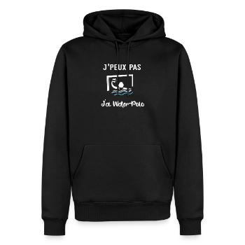 j'peux pas j'ai water polo - Sweat à capuche Premium bio Homme - noir - Devant - Nico (187cm)