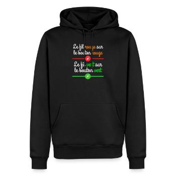 la septième compagnie, la 7ème compagnie - Sweat à capuche Premium bio Homme - noir - Devant - Nico (187cm)