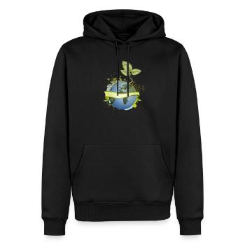 in the earth unfolds with banner - Men’s Premium Organic Hoodie - black - Front - Nico (187cm)