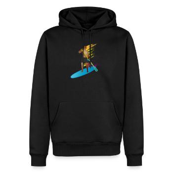 Stand up paddling - Mann mit Paddle Board - Männer Premium Bio Hoodie - Schwarz - Vorne - Nico (187cm)