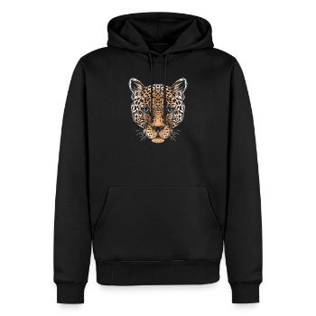 Leopard Gepard Jaguar - Männer Premium Bio Hoodie - Schwarz - Vorne - Nico (187cm)