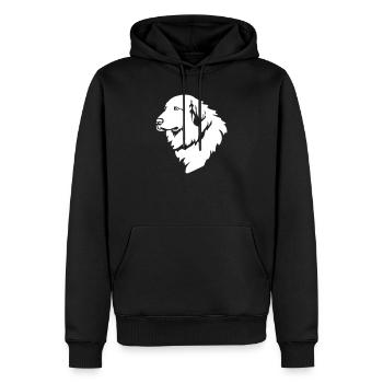 Tête de chien de montagne pyrénéenne « Black Edition » - Sweat à capuche Premium bio Homme - noir - Devant - Nico (187cm)