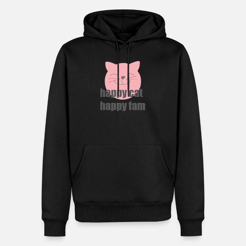 happy cat - Männer Premium Bio Hoodie - Schwarz