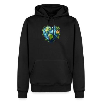 Aimez notre terre - Sweat à capuche Premium bio Homme - noir - Devant - Nico (187cm)