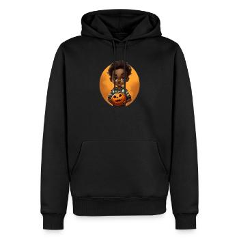 Süßer Halloween-Kind mit Kürbis - Männer Premium Bio Hoodie - Schwarz - Vorne - Nico (187cm)