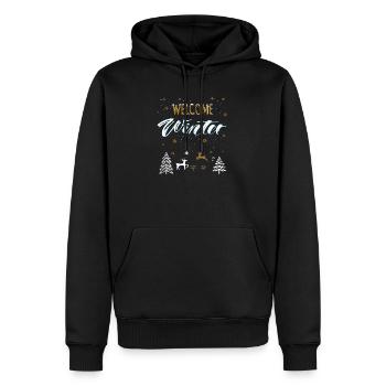 Welcome Winter - Männer Premium Bio Hoodie - Schwarz - Vorne - Nico (187cm)