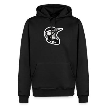Specht - Männer Premium Bio Hoodie - Schwarz - Vorne - Nico (187cm)