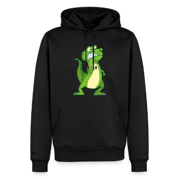 La force du tyrannosaure - Sweat à capuche Premium bio Homme - noir - Devant - Nico (187cm)