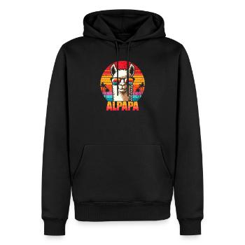Alpapa - Alpaga Rétro Coucher de soleil - Sweat à capuche Premium bio Homme - noir - Devant - Nico (187cm)