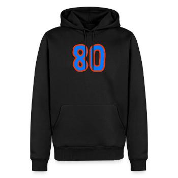 80. 80 JAHRE. 80. JAHRESTAG. 80-JÄHRIGES JUBILÄUM. - Männer Premium Bio Hoodie - Schwarz - Vorne - Nico (187cm)