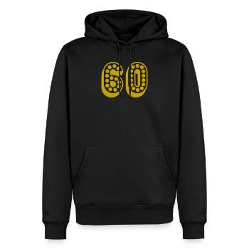 60. 60 ANS. 60e ANNIVERSAIRE. ANNIVERSAIRE 60 ANS. - Sweat à capuche Premium bio Homme - noir - Devant - Nico (187cm)