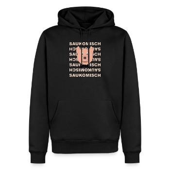 Lustiger Schweinekopf - Männer Premium Bio Hoodie - Schwarz - Vorne - Nico (187cm)