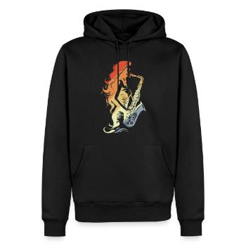 Saxophonspielerin Vintage - Männer Premium Bio Hoodie - Schwarz - Vorne - Nico (187cm)