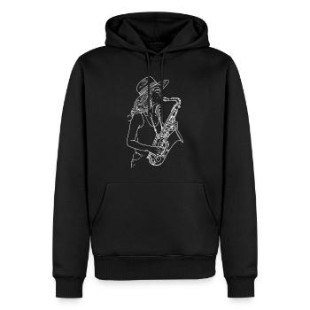 Saxophonistin Zeichnung - Männer Premium Bio Hoodie - Schwarz - Vorne - Nico (187cm)