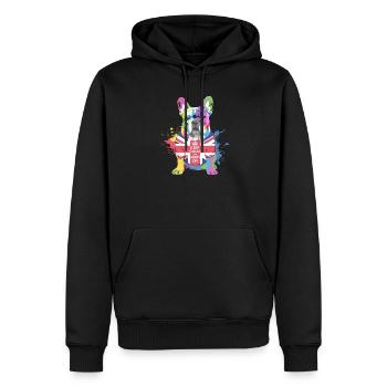 Regenbogen Bulldogge Union Jack - Männer Premium Bio Hoodie - Schwarz - Vorne - Nico (187cm)