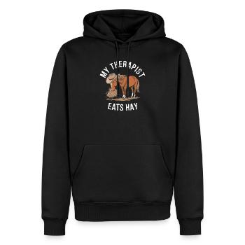 Mein Therapeut isst Heu - Männer Premium Bio Hoodie - Schwarz - Vorne - Nico (187cm)