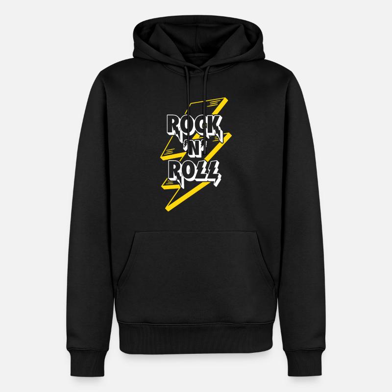 Logo texte rock’n’roll avec éclair - Sweat à capuche Premium bio Homme - noir