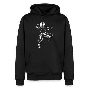 Croquis de karaté garçon - Sweat à capuche Premium bio Homme - noir - Devant - Nico (187cm)