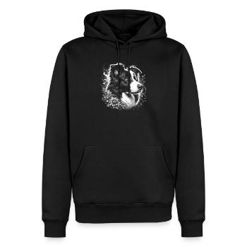 Süsser Border Collie mit cooler Blumen Deko - Männer Premium Bio Hoodie - Schwarz - Vorne - Nico (187cm)