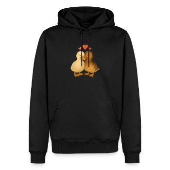 Ente gut, Liebe gut – Kuschelenten - Männer Premium Bio Hoodie - Schwarz - Vorne - Nico (187cm)